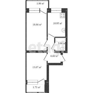 2-к квартира, вторичка, 46м2, 3/14 этаж