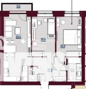 2-к квартира, вторичка, 65м2, 2/4 этаж