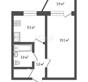 1-к квартира, вторичка, 35м2, 1/9 этаж