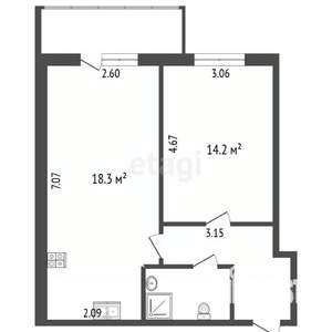 1-к квартира, вторичка, 41м2, 11/12 этаж