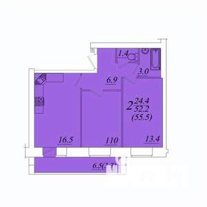 2-к квартира, вторичка, 56м2, 6/10 этаж