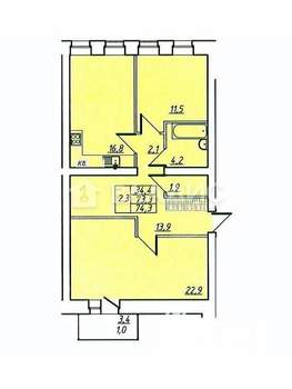 2-к квартира, вторичка, 78м2, 3/4 этаж