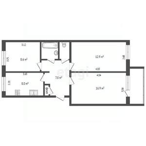 3-к квартира, вторичка, 59м2, 5/5 этаж