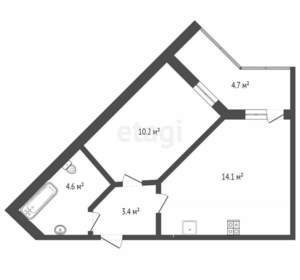 1-к квартира, вторичка, 35м2, 9/12 этаж