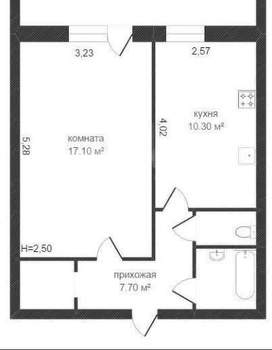1-к квартира, вторичка, 40м2, 5/10 этаж