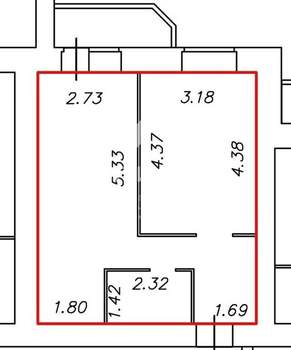 1-к квартира, вторичка, 42м2, 16/16 этаж