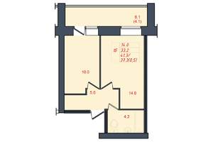 1-к квартира, строящийся дом, 37м2, 1/10 этаж