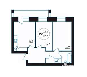 2-к квартира, вторичка, 63м2, 4/10 этаж