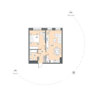 1-к квартира, сданный дом, 51м2, 3/9 этаж