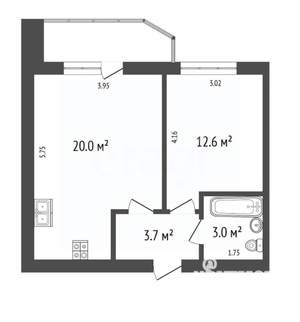 1-к квартира, вторичка, 39м2, 3/9 этаж
