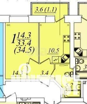 1-к квартира, вторичка, 35м2, 10/10 этаж