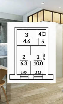 1-к квартира, вторичка, 23м2, 3/5 этаж
