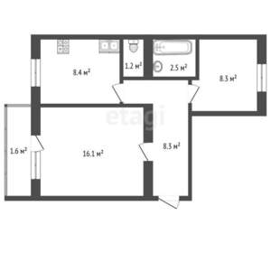 2-к квартира, вторичка, 45м2, 9/9 этаж