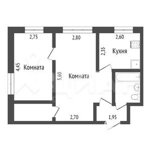 2-к квартира, вторичка, 43м2, 8/9 этаж