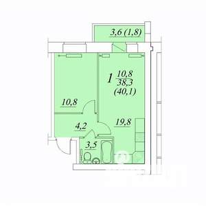 1-к квартира, строящийся дом, 40м2, 8/10 этаж