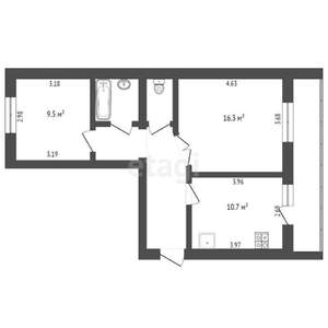 2-к квартира, вторичка, 55м2, 10/10 этаж