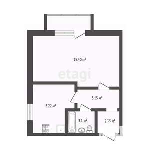 1-к квартира, вторичка, 33м2, 2/16 этаж