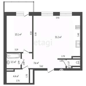 2-к квартира, вторичка, 66м2, 3/7 этаж