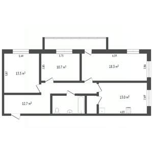 3-к квартира, вторичка, 78м2, 5/5 этаж