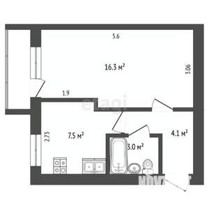1-к квартира, вторичка, 31м2, 4/5 этаж