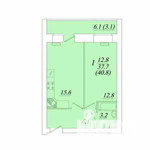 1-к квартира, строящийся дом, 41м2, 1/10 этаж