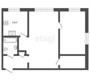 2-к квартира, вторичка, 42м2, 5/5 этаж