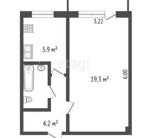 1-к квартира, вторичка, 33м2, 9/9 этаж