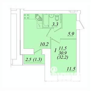1-к квартира, вторичка, 32м2, 9/10 этаж