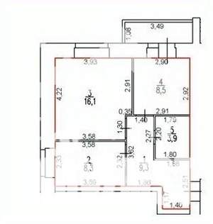 2-к квартира, вторичка, 47м2, 1/10 этаж