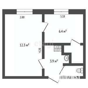 1-к квартира, вторичка, 25м2, 2/5 этаж