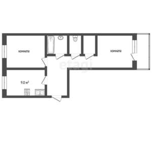 2-к квартира, сданный дом, 46м2, 3/3 этаж