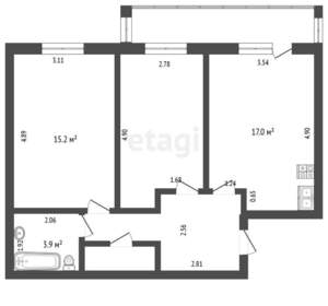 2-к квартира, вторичка, 64м2, 3/12 этаж