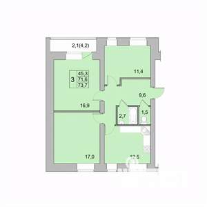 3-к квартира, вторичка, 74м2, 1/5 этаж