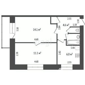 2-к квартира, вторичка, 39м2, 5/5 этаж