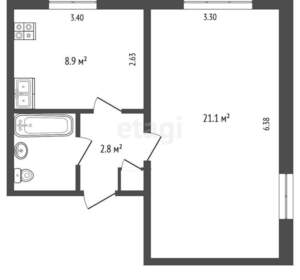 1-к квартира, вторичка, 37м2, 2/5 этаж