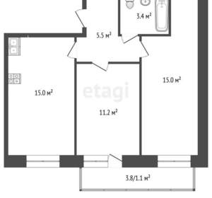 2-к квартира, вторичка, 50м2, 5/9 этаж