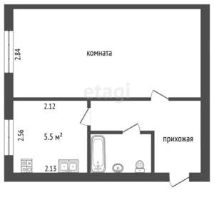 1-к квартира, вторичка, 28м2, 2/3 этаж