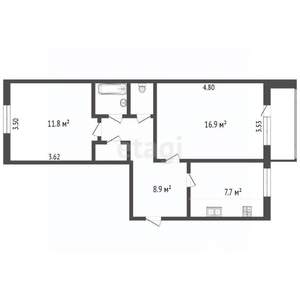 2-к квартира, вторичка, 50м2, 5/5 этаж