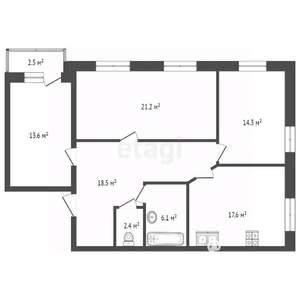 3-к квартира, вторичка, 96м2, 1/3 этаж