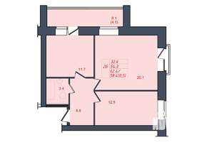 2-к квартира, строящийся дом, 58м2, 1/10 этаж