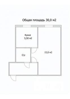 1-к квартира, вторичка, 30м2, 1/5 этаж