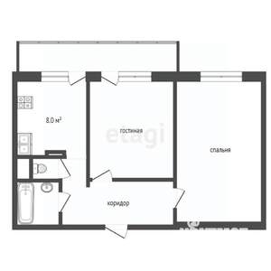 2-к квартира, вторичка, 47м2, 8/9 этаж