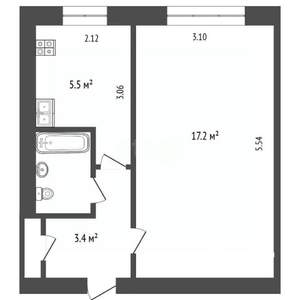 1-к квартира, вторичка, 29м2, 2/5 этаж