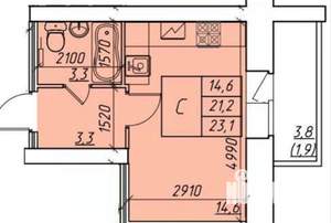 Студия квартира, вторичка, 24м2, 4/7 этаж