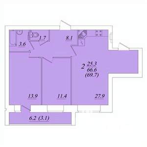 2-к квартира, строящийся дом, 70м2, 5/10 этаж