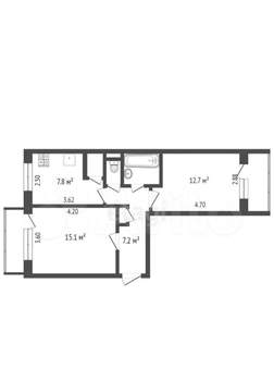 2-к квартира, вторичка, 50м2, 5/6 этаж