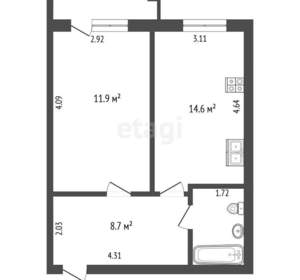 1-к квартира, вторичка, 43м2, 7/10 этаж