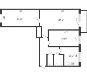 3-к квартира, вторичка, 63м2, 4/5 этаж
