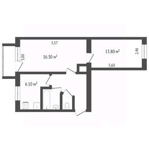 2-к квартира, вторичка, 44м2, 5/5 этаж