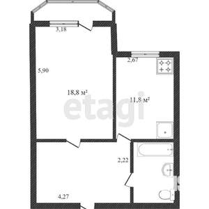 1-к квартира, вторичка, 43м2, 3/10 этаж